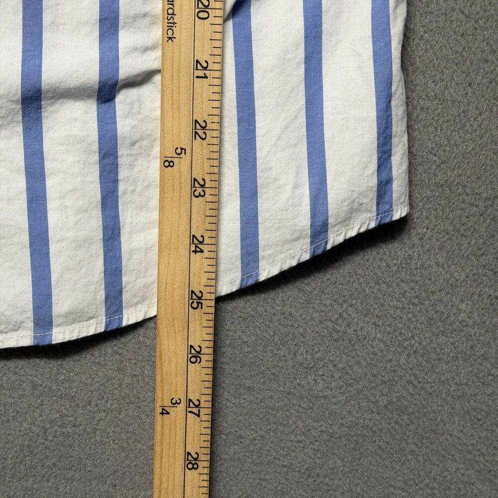 J.Crew Womens Large Button Up Shirt Blue White Striped Long Sleeve Stretch Top - Picture 8 of 8
